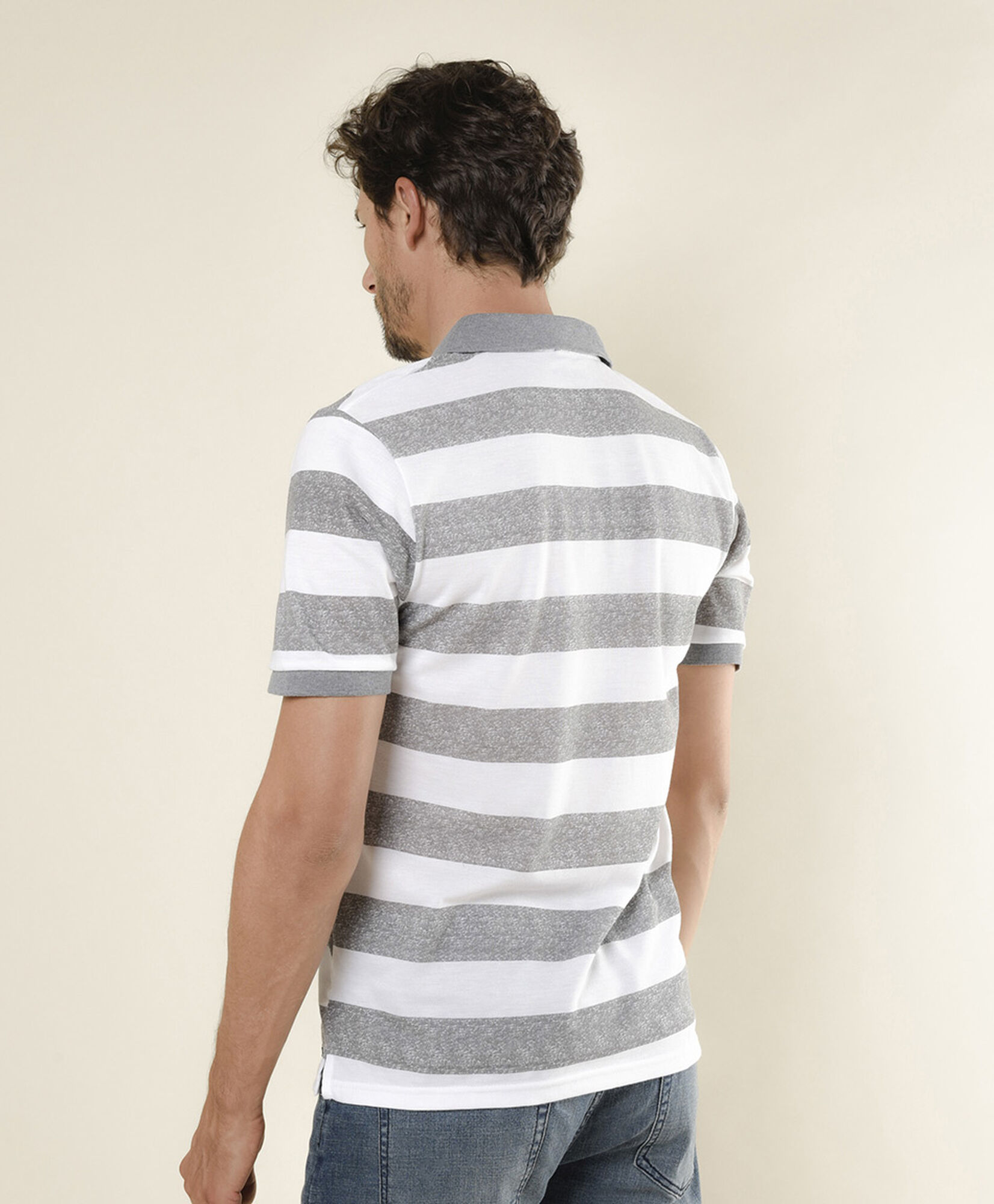 Polera hombre rayada cuello piqué Polera hombre rayada cuello piqué