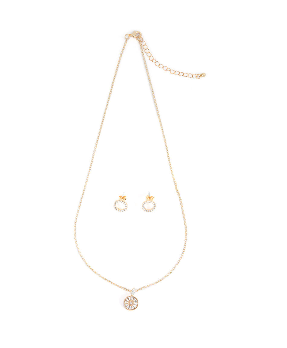 Set collar + aros mujer brillos