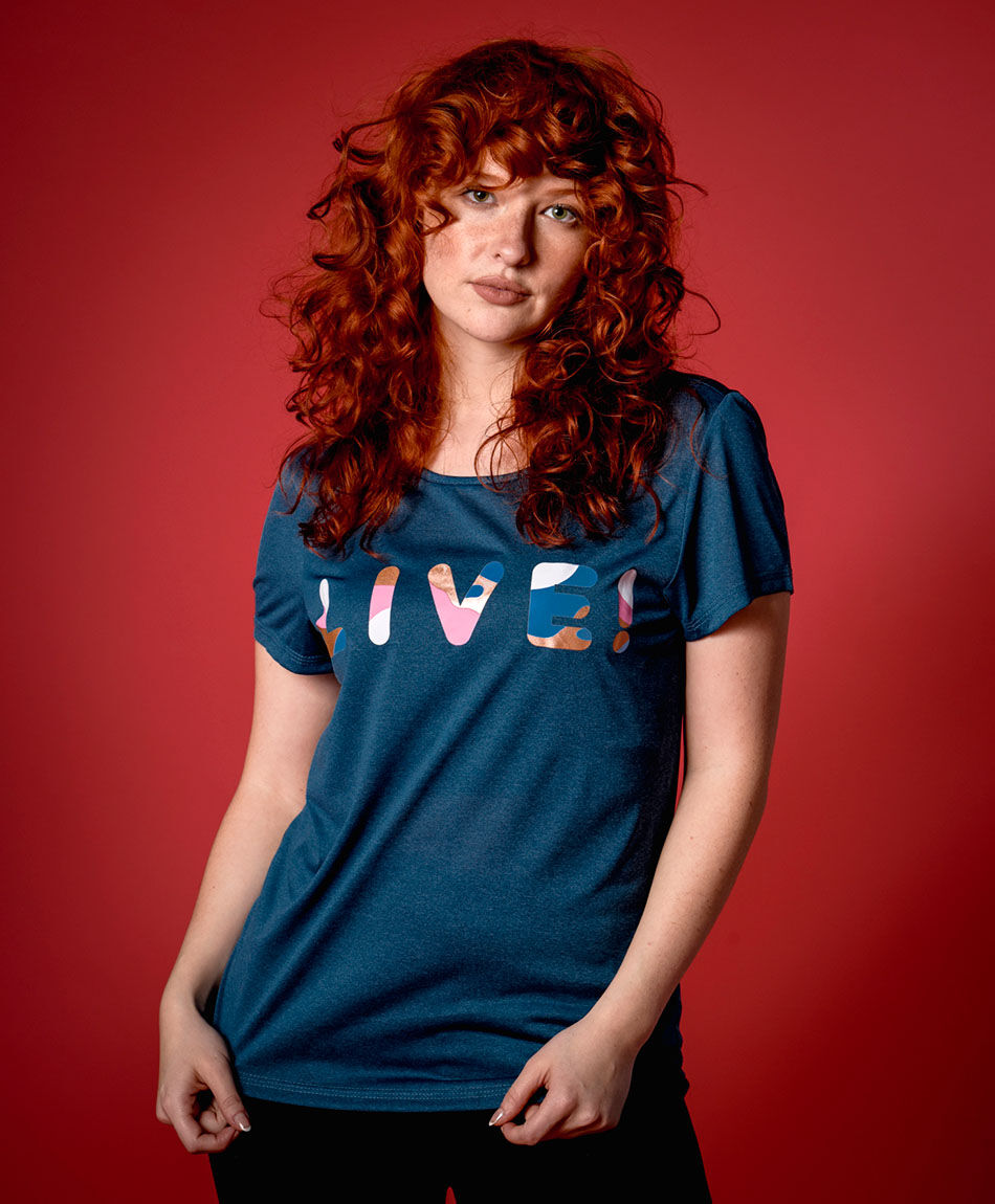Polera deportiva mujer live blue