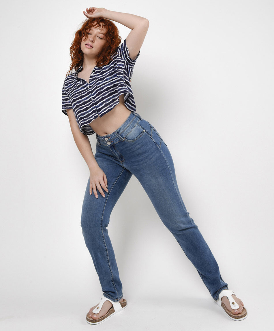 Jeans mujer doble botón