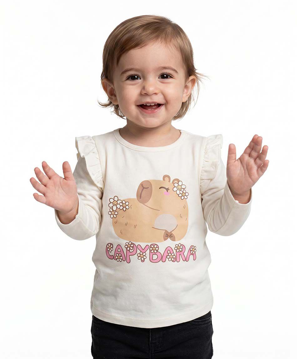 Polera beb&eacute; manga larga capibara