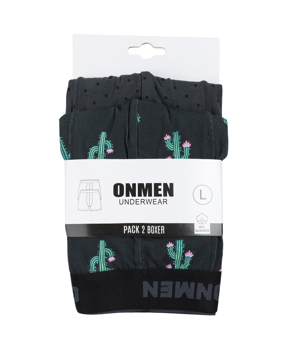Pack 2 boxer hombre dise&ntilde;o estampado cactus