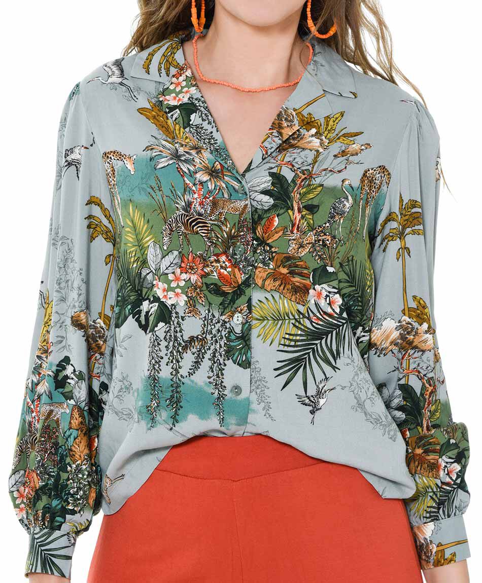 Blusa estampada tropical