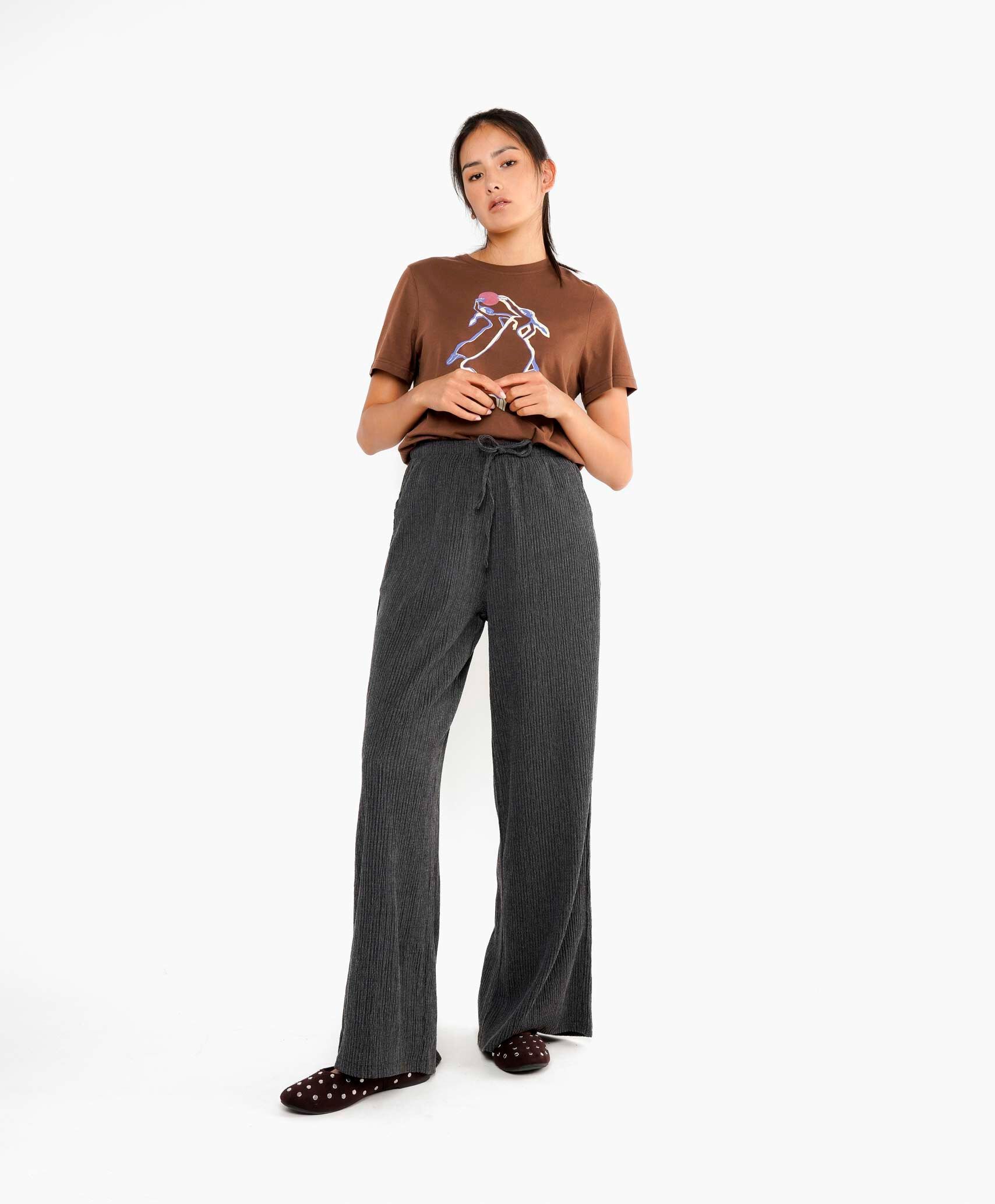 Pantal&oacute;n mujer pliss&eacute; marengo