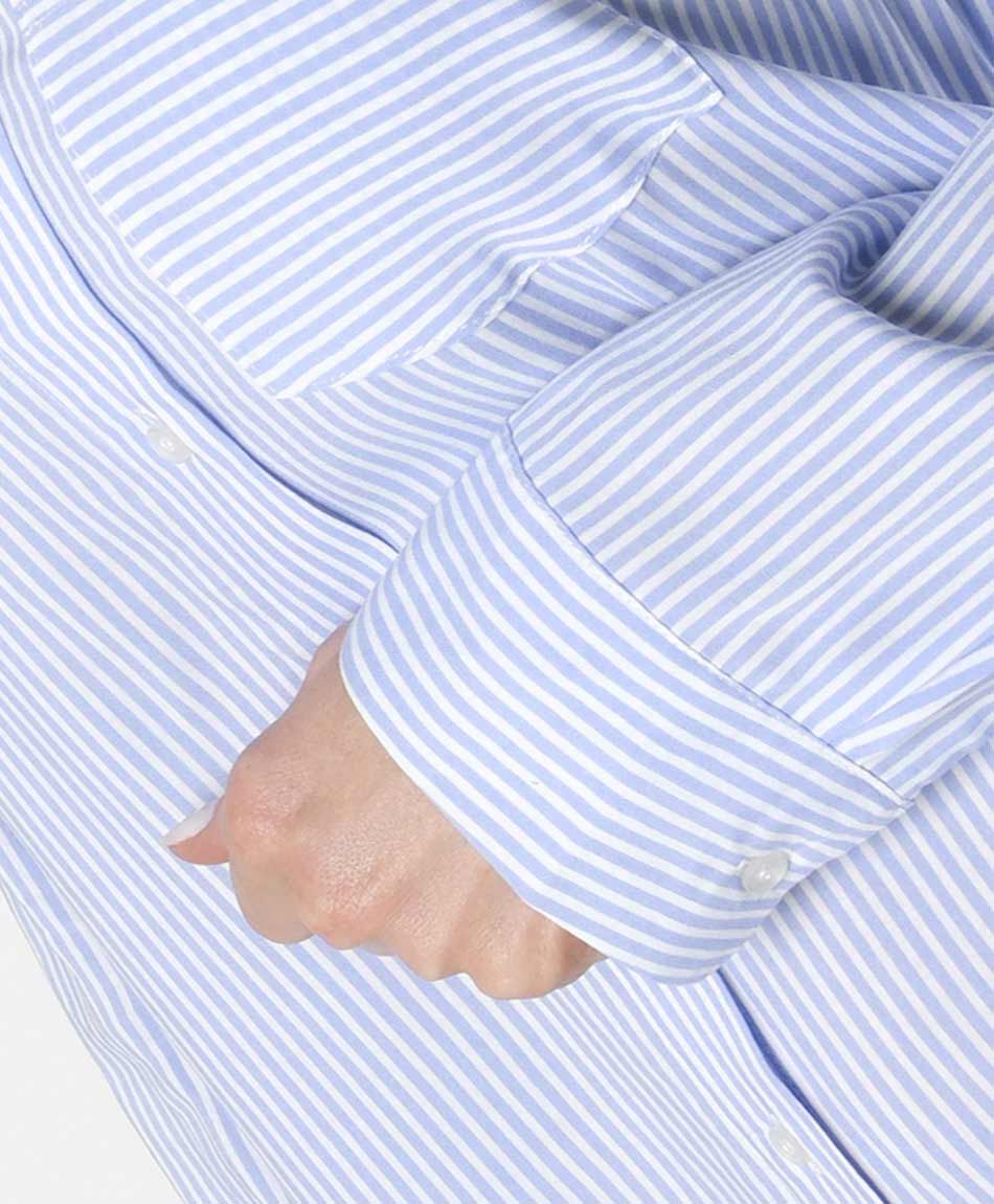 Blusa mujer rayas bolsillo azul