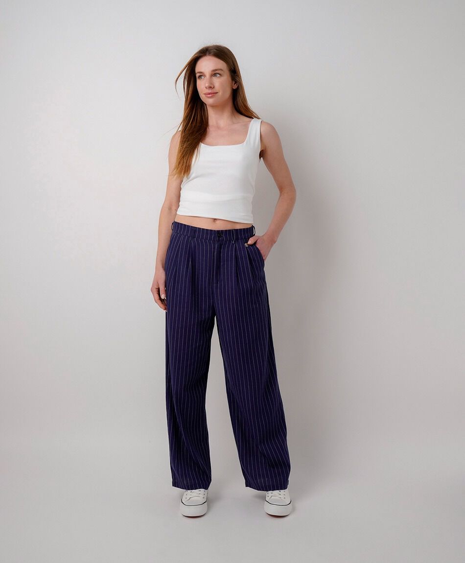 Pantal&oacute;n mujer rayas lino
