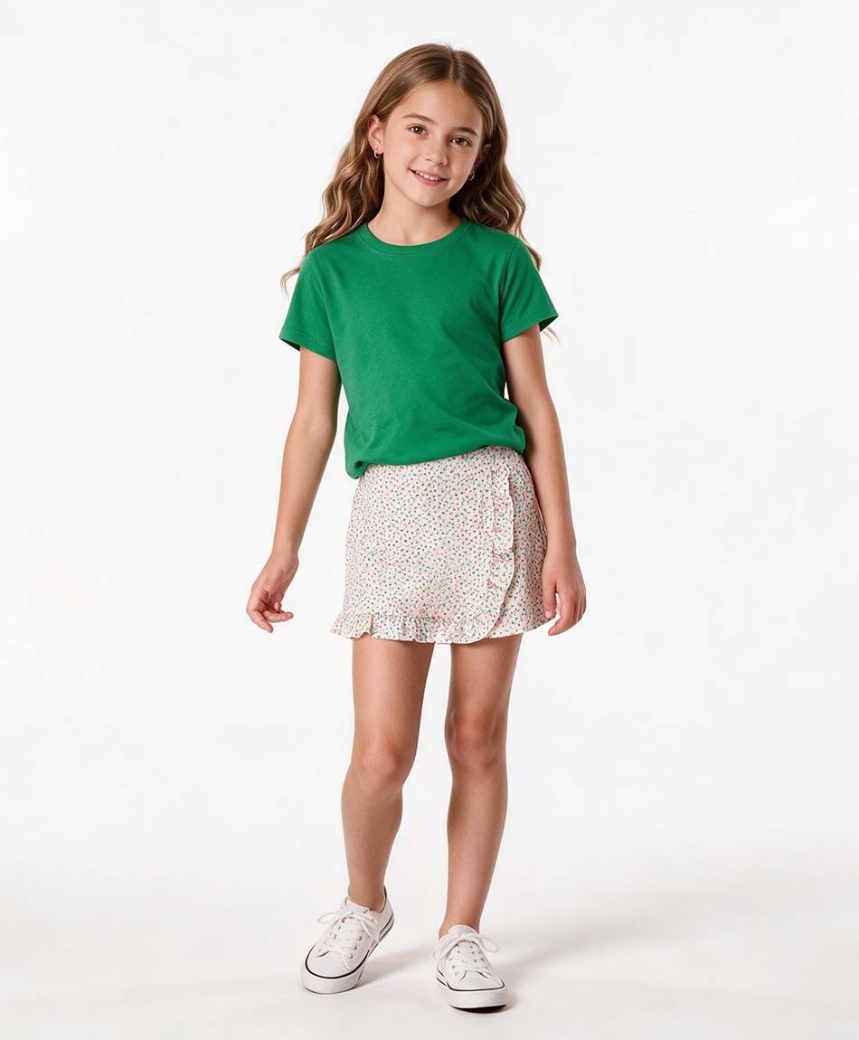 Falda ni&ntilde;a short florcitas