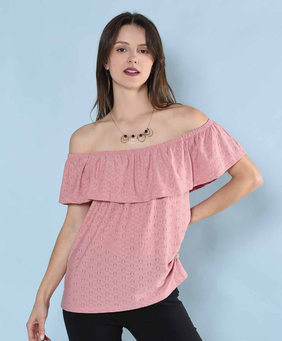 Polera manga corta cuello off shoulder