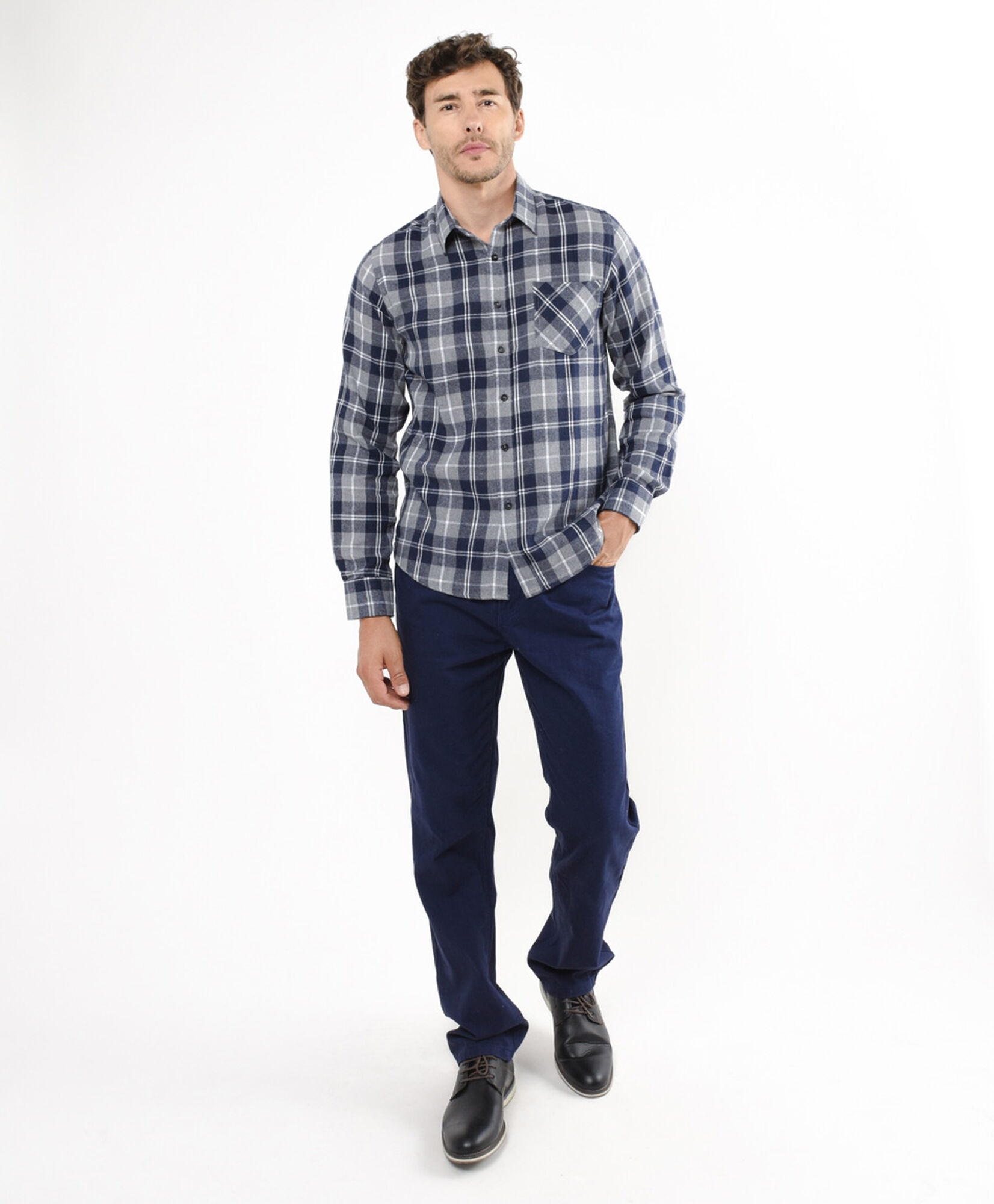 Camisa hombre franela gris Camisa hombre franela gris