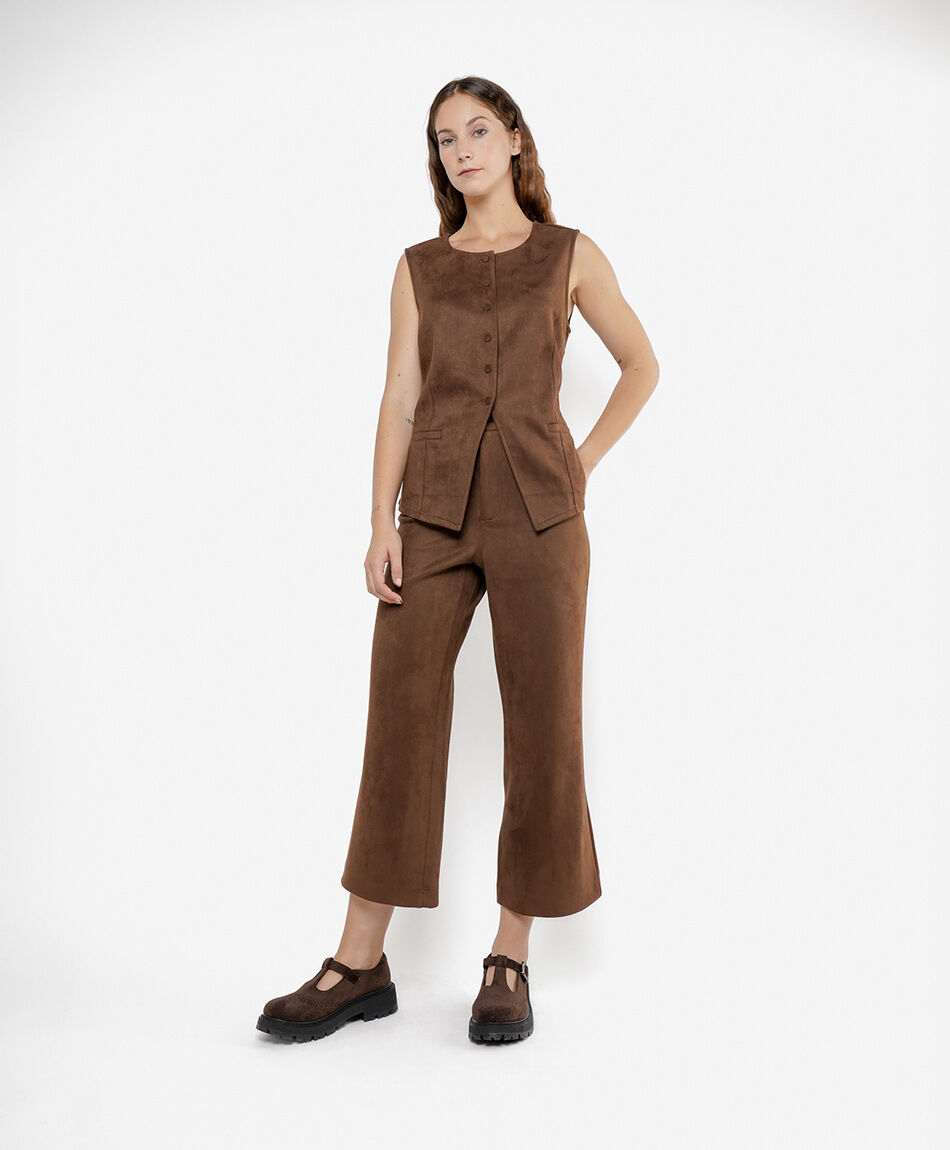 Pantal&oacute;n mujer color caf&eacute; recto