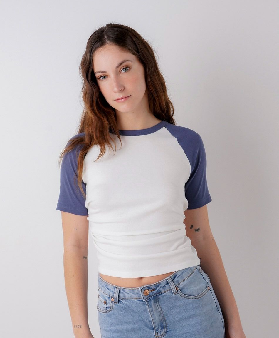 Polera mujer bicolor mix