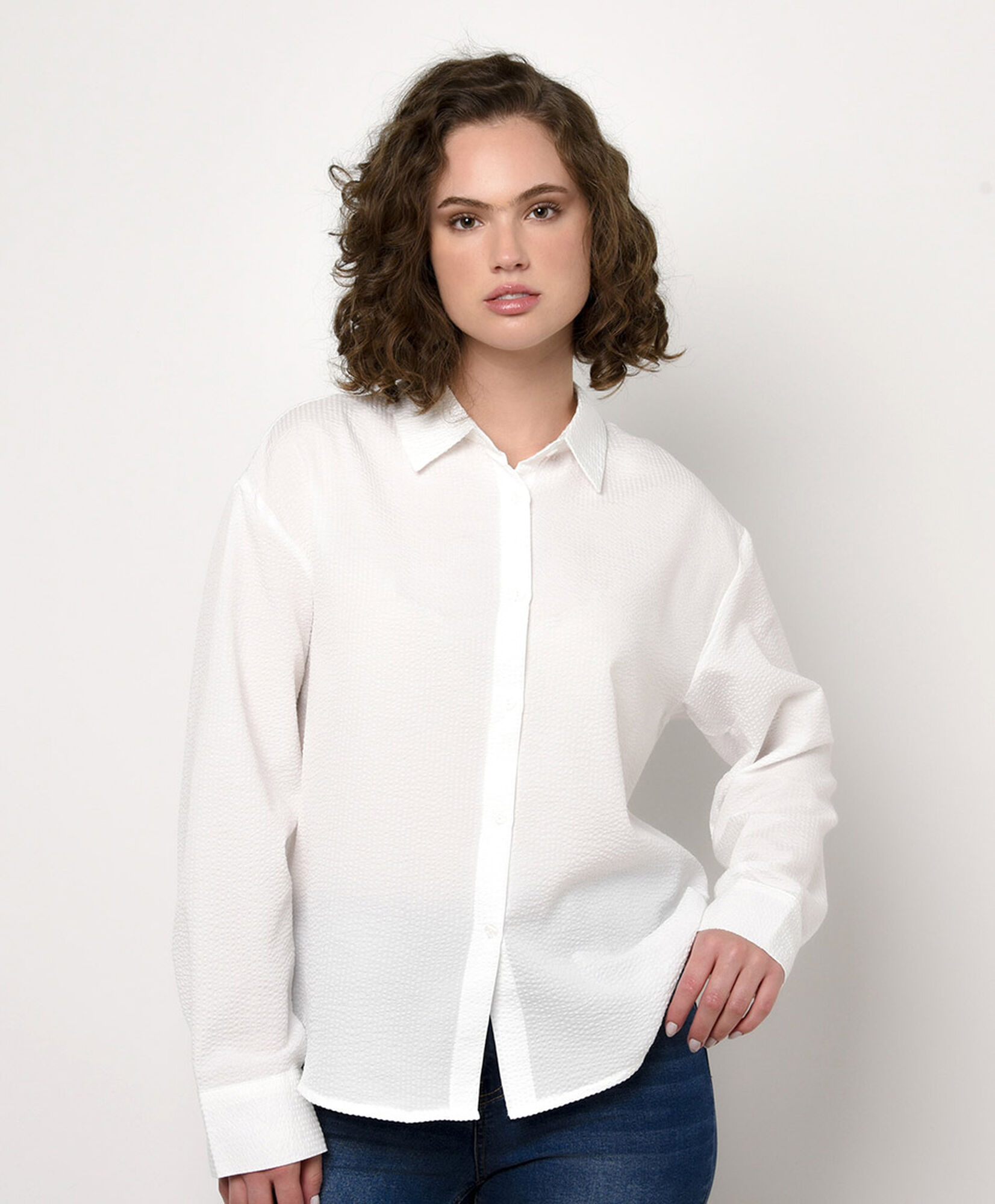 Blusa mujer jacquard blanca Blusa mujer jacquard blanca