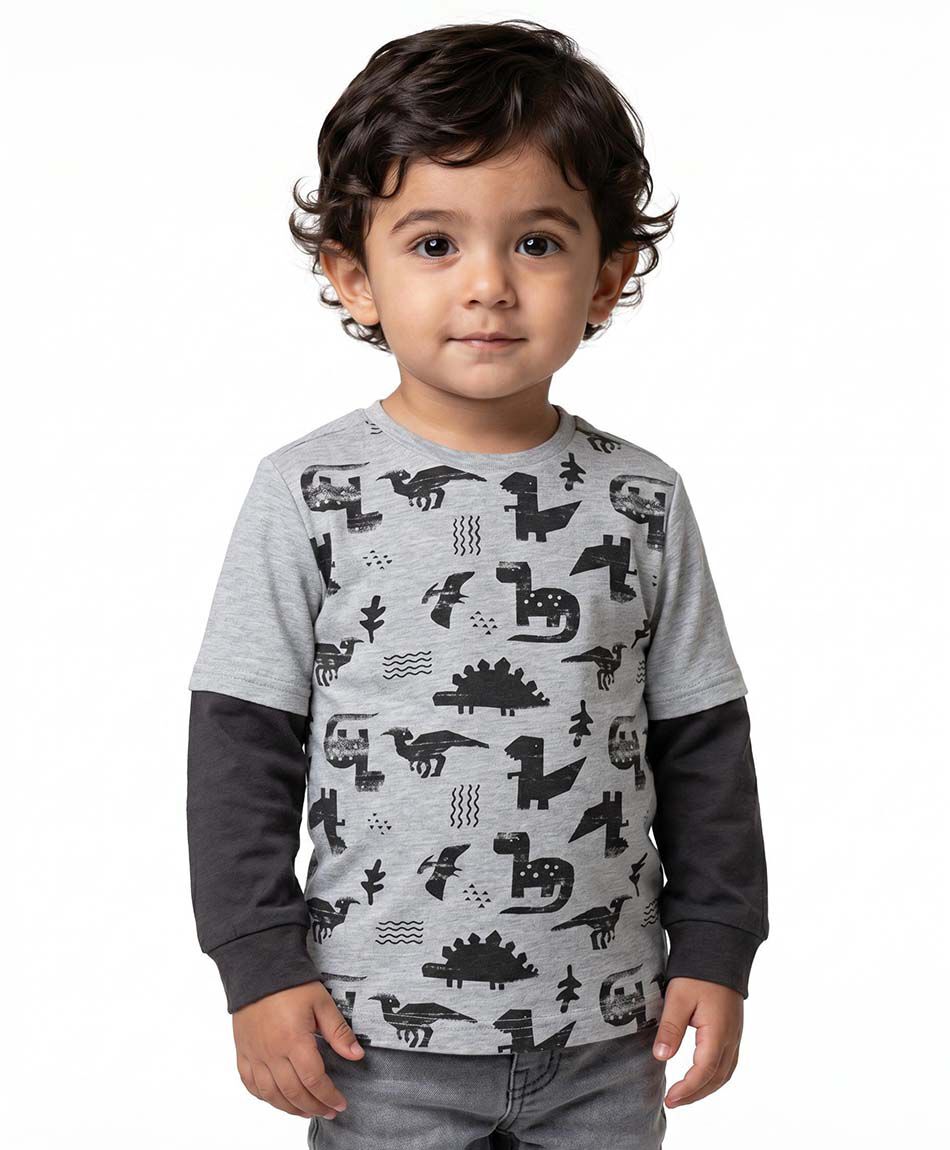 Polera beb&eacute; manga larga dinosaurios