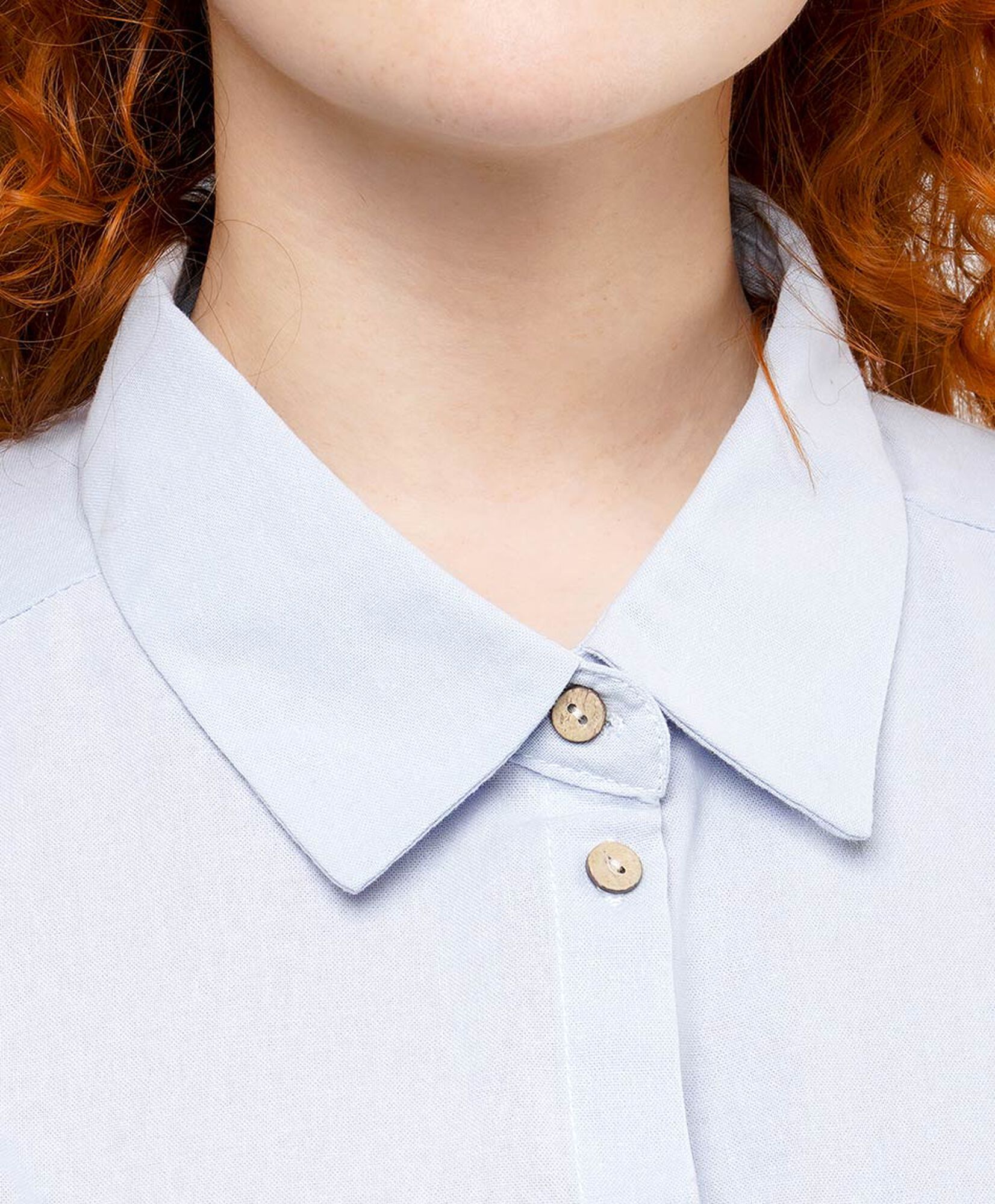 Blusa mujer lisa celeste lino Blusa mujer lisa celeste lino