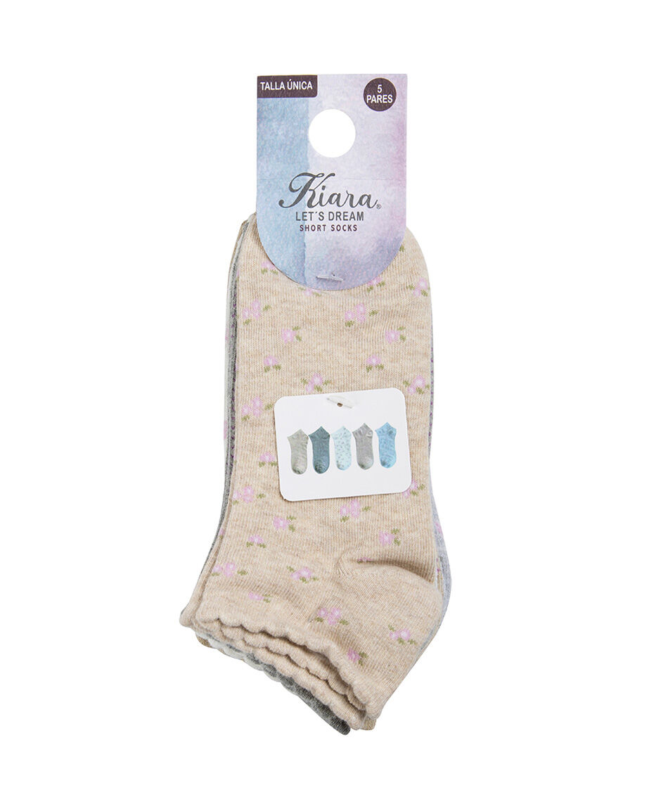 Pack 5 calcetines mujer cortos flores