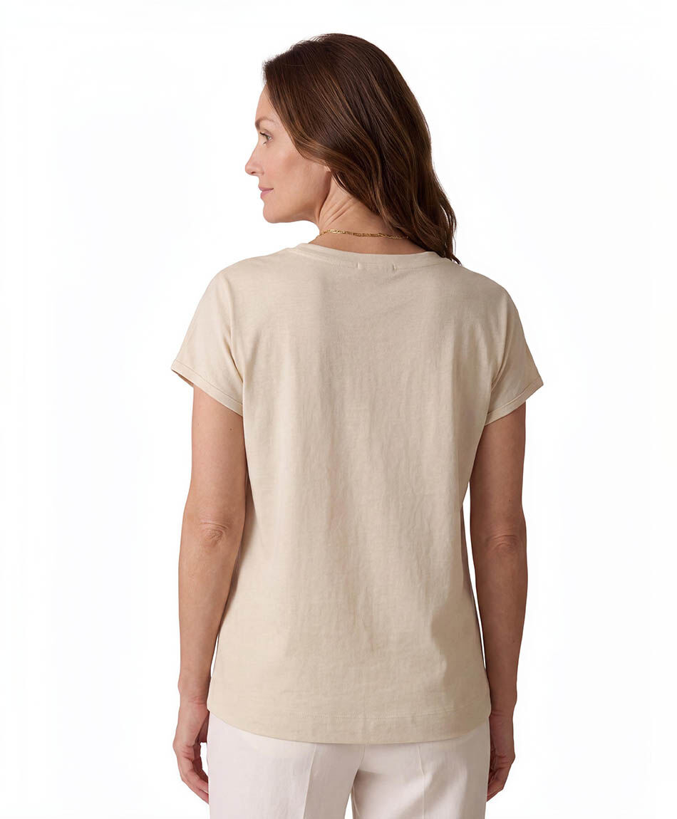 Polera mujer hojas brillos