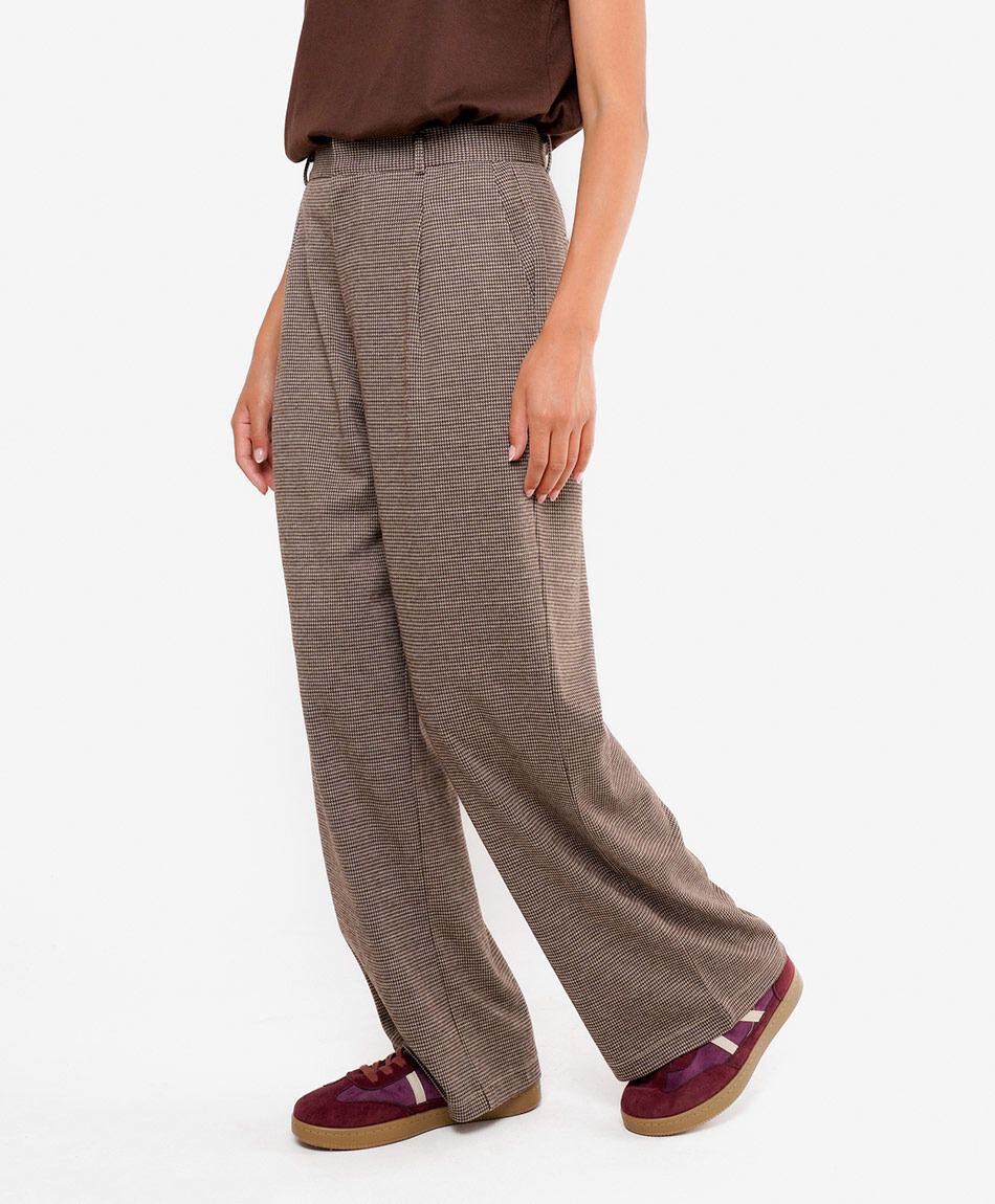 Pantal&oacute;n mujer mini check wide leg