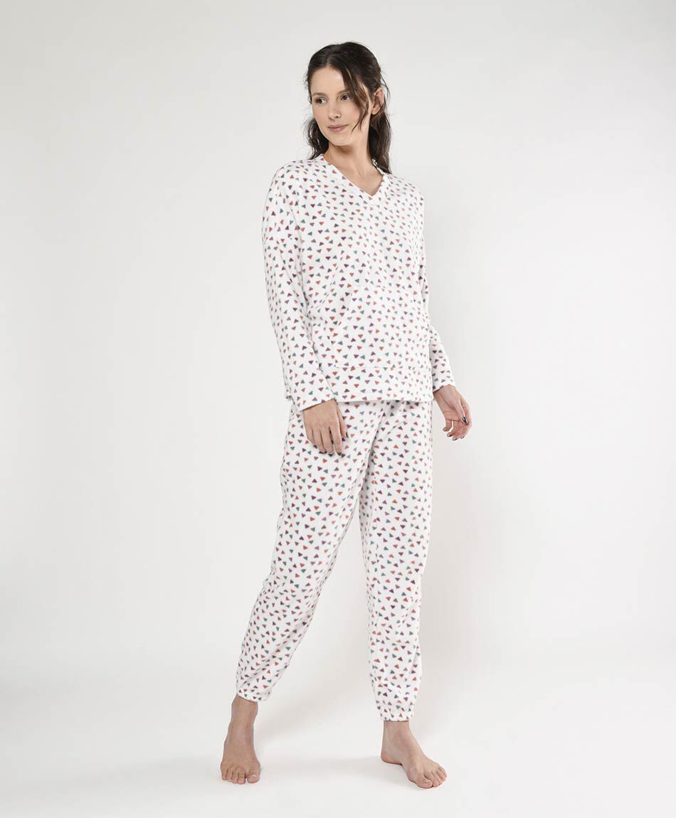 Pijama mujer polar tri&aacute;ngulos 2 piezas