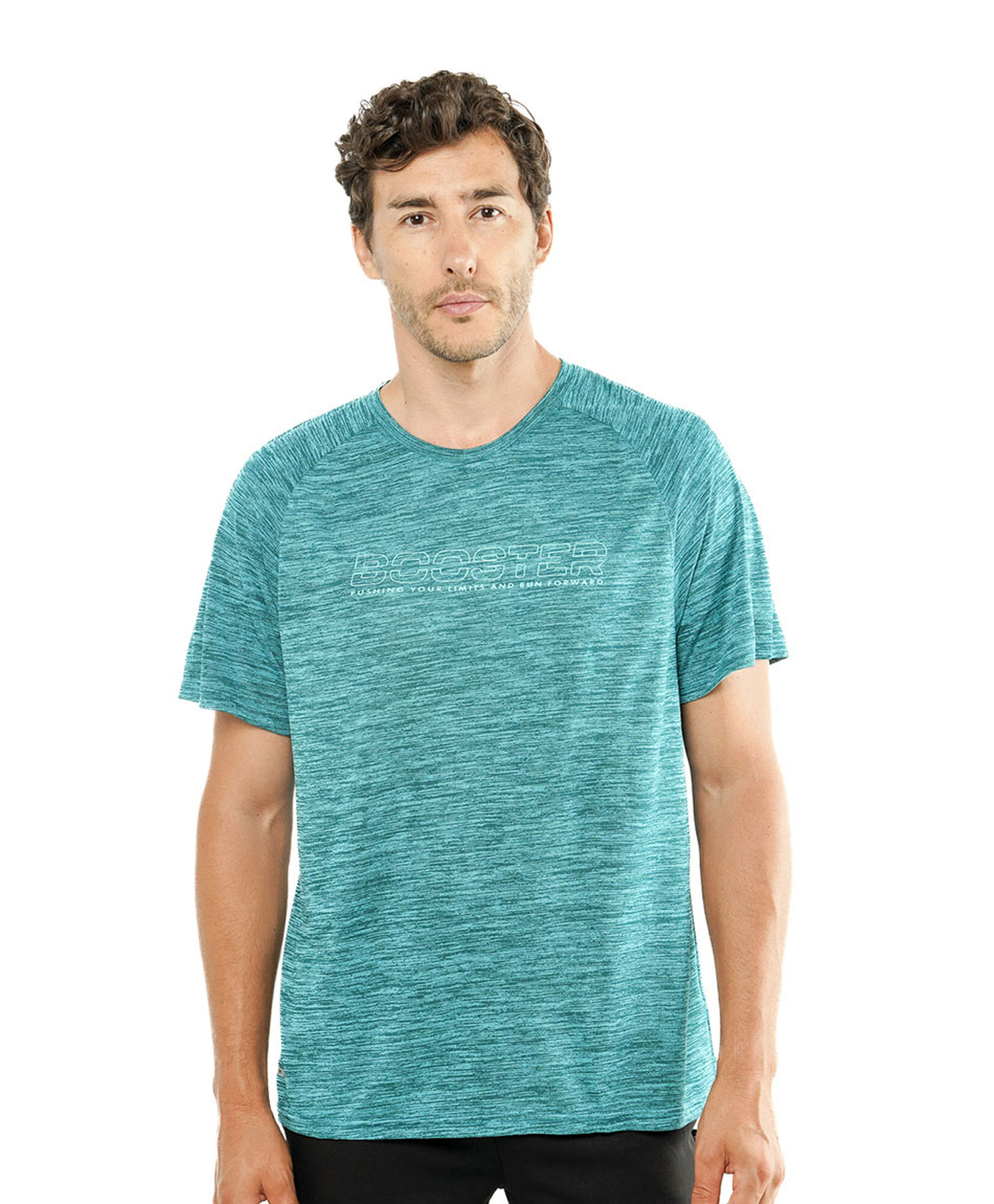 Polera deportiva hombre turquesa jaspeada Polera deportiva hombre turquesa jaspeada
