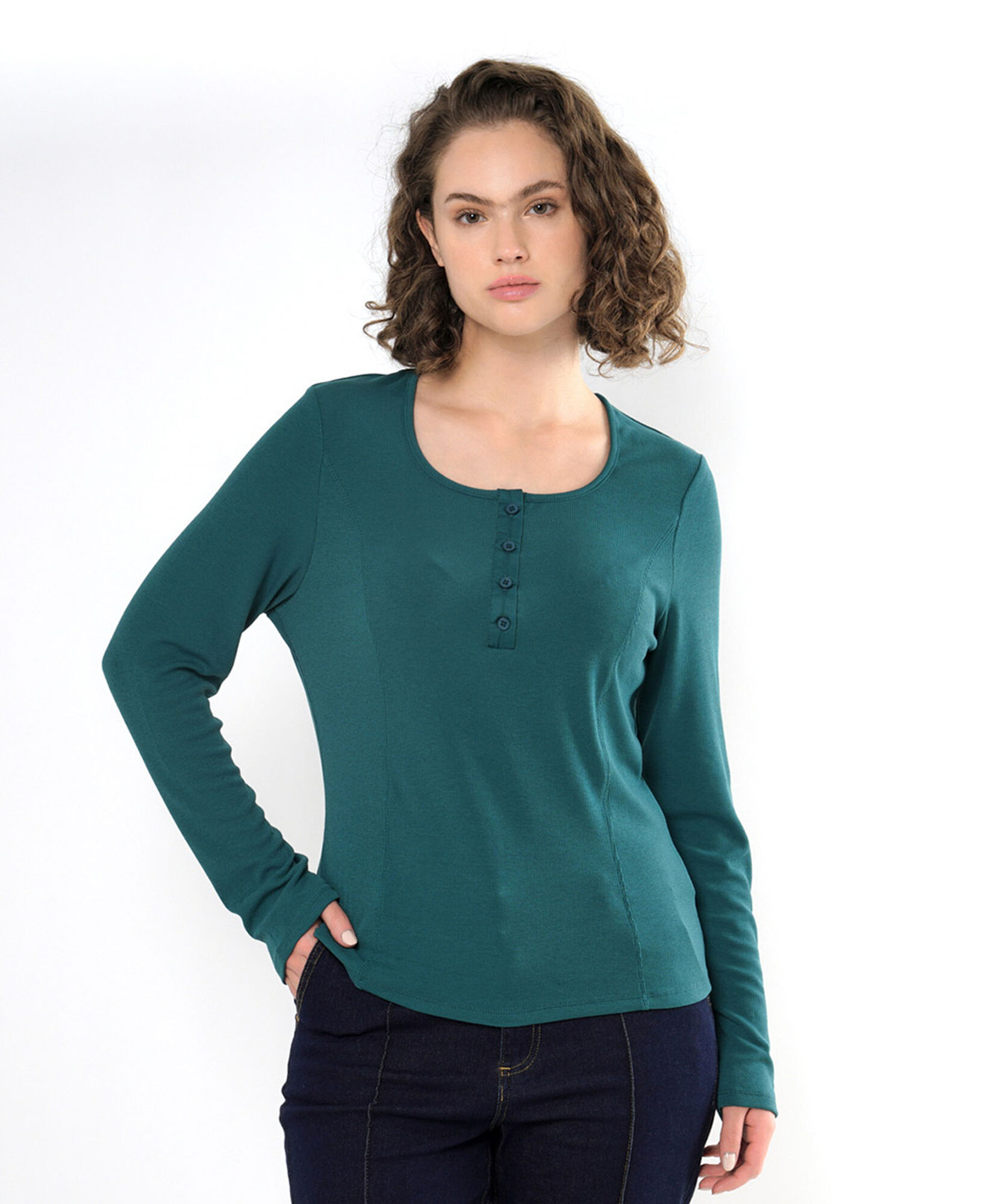 Polera mujer lisa botones Polera mujer lisa botones