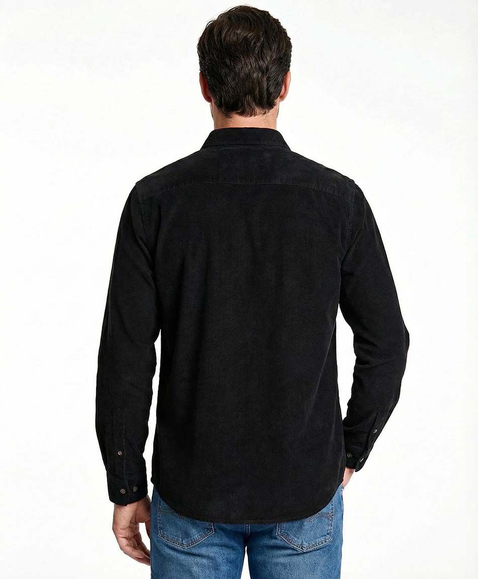 Camisa hombre b&aacute;sica corderoy negra