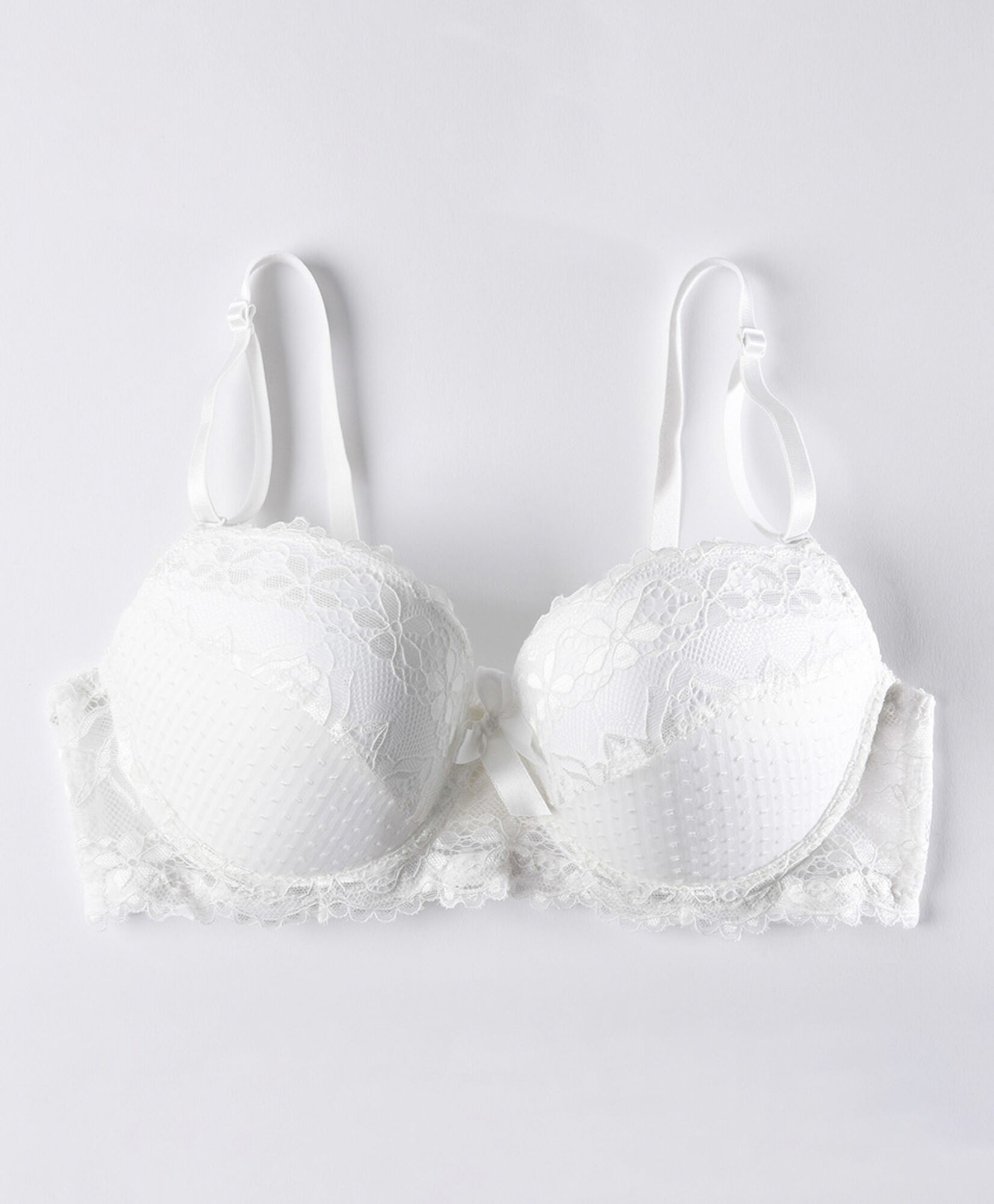 Sostén mujer flores y puntos push up escote corazón Sostén mujer flores y puntos push up escote corazón
