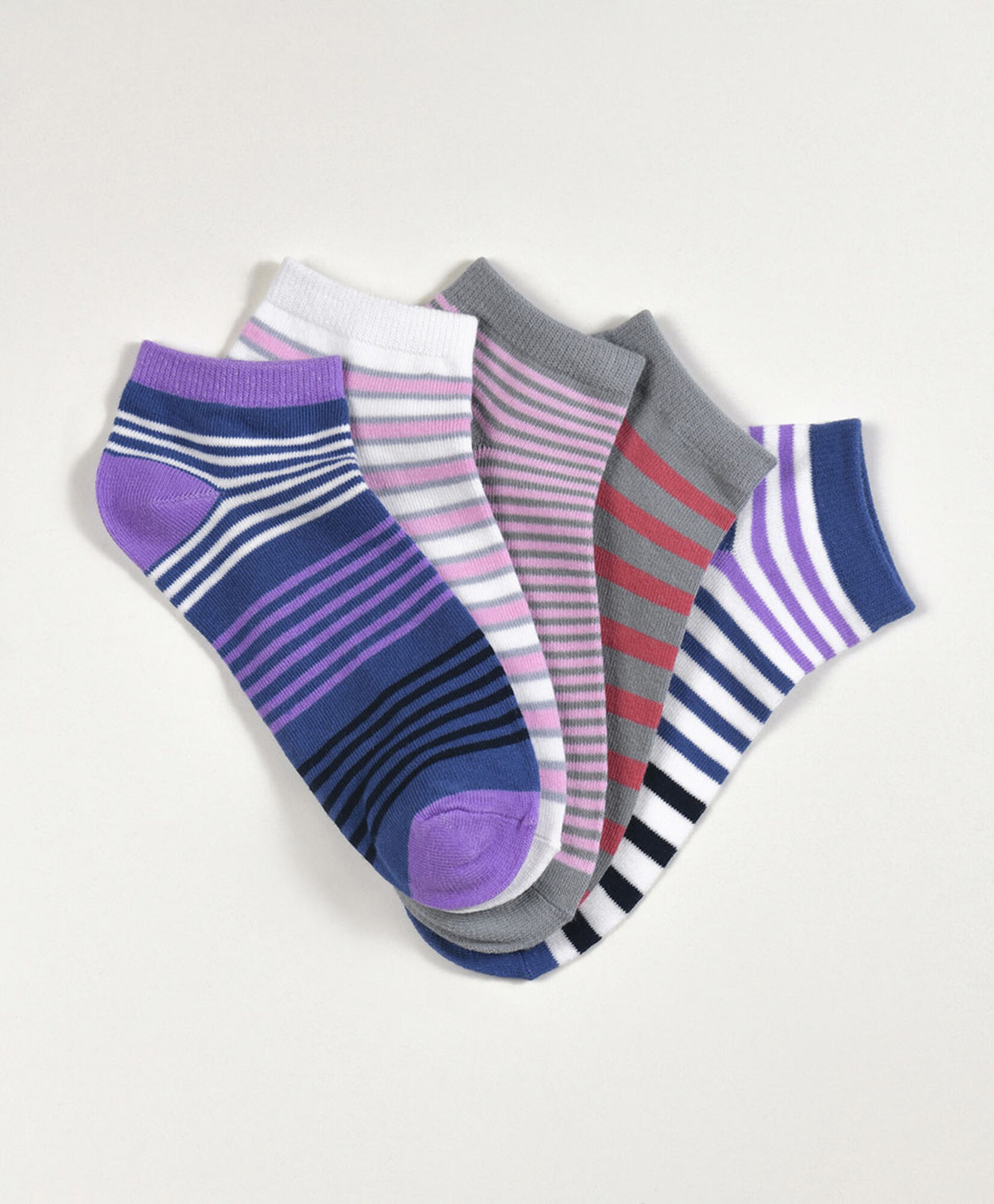Pack 5 calcetines mujer cortos líneas colores Pack 5 calcetines mujer cortos líneas colores