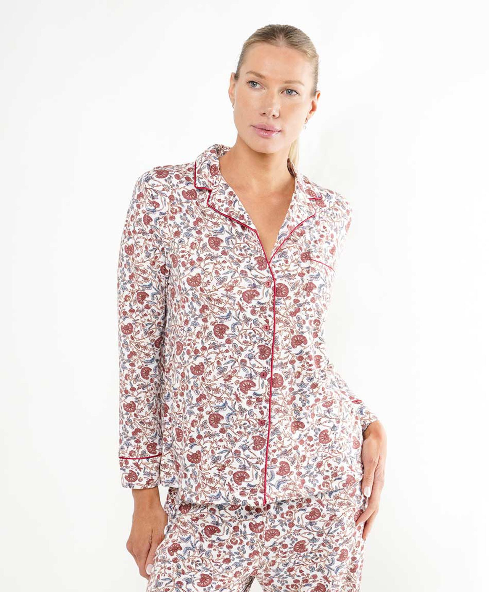 Pijama mujer camisero diseño flor Pijama mujer camisero diseño flor