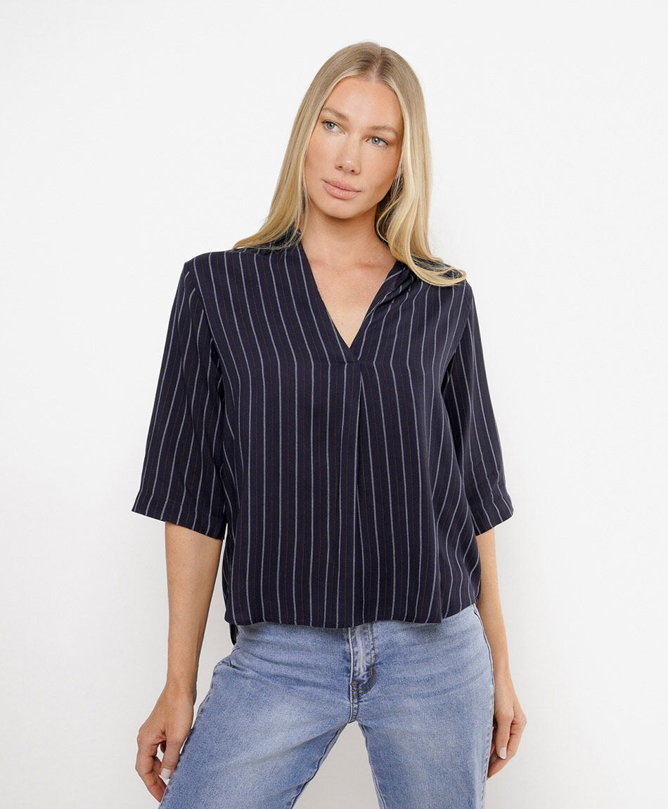 Blusa mujer l&iacute;neas  bicolor