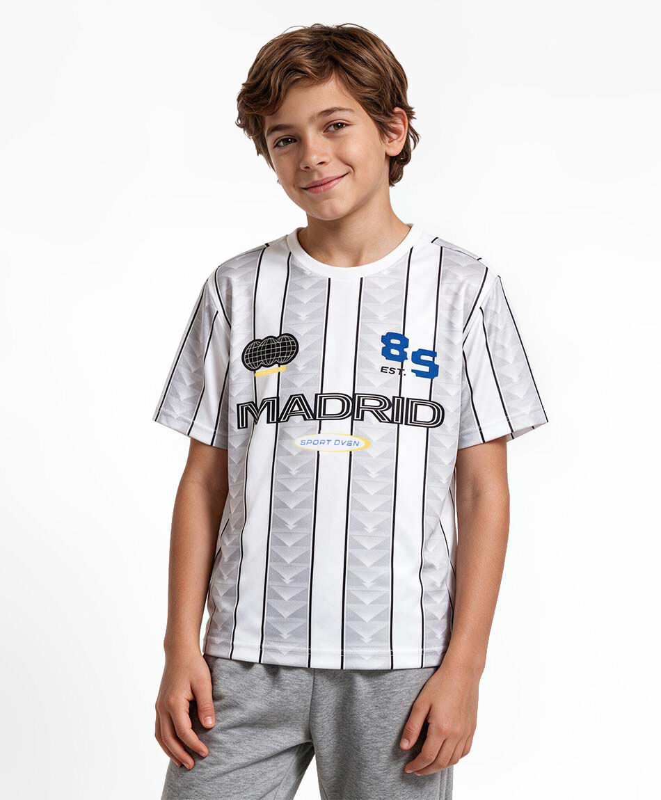 Polera ni&ntilde;o f&uacute;tbol madrid