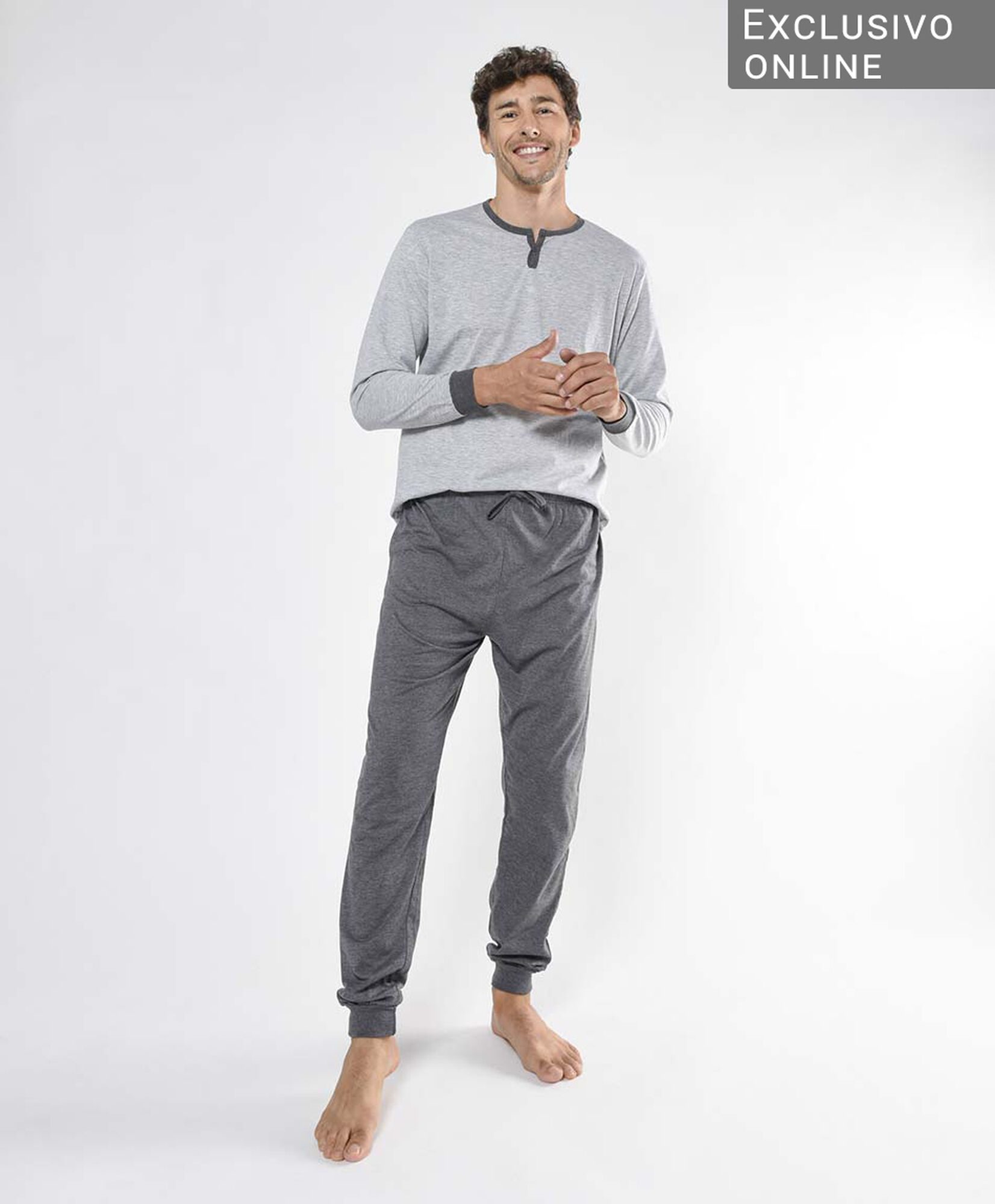 Pijama hombre botón en el cuello 2 piezas Pijama hombre botón en el cuello 2 piezas