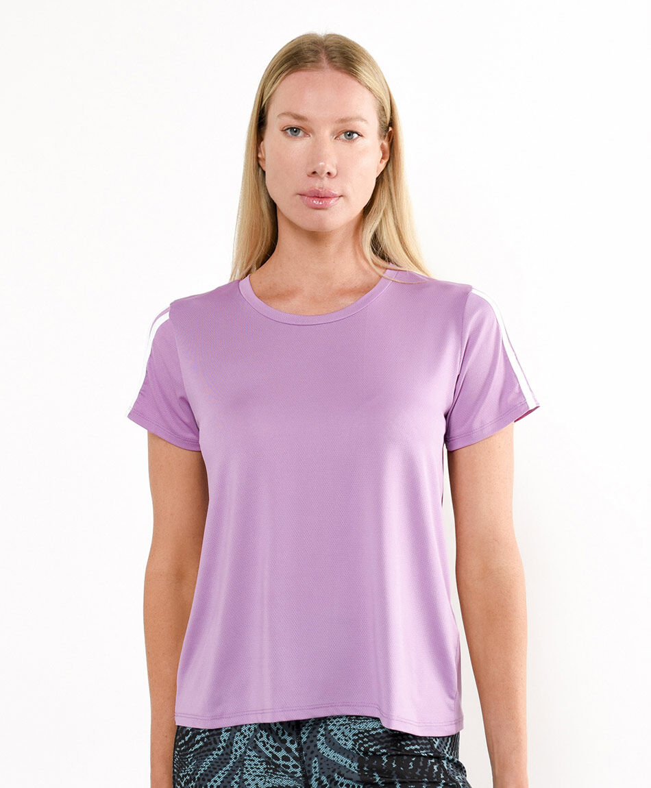 Polera deportiva mujer l&iacute;neas pink