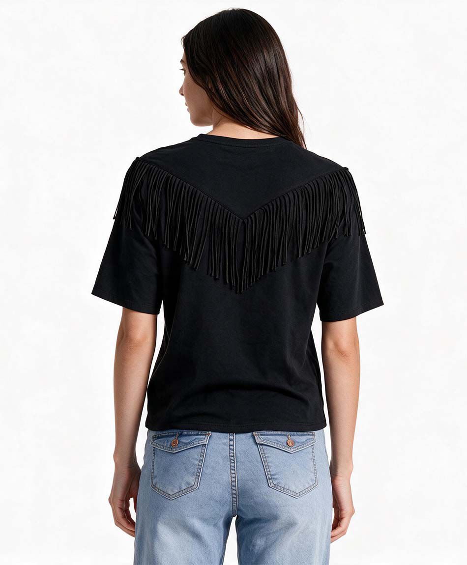 Polera mujer flecos