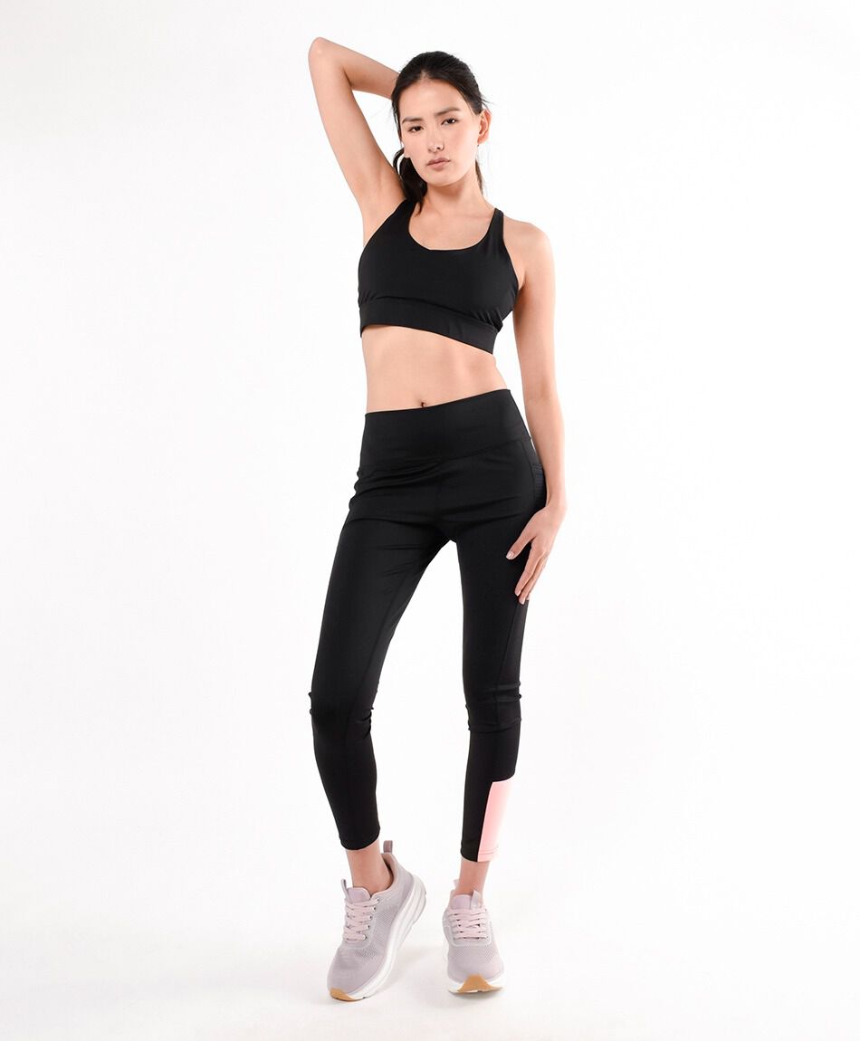 Calza deportiva mujer franja rosa