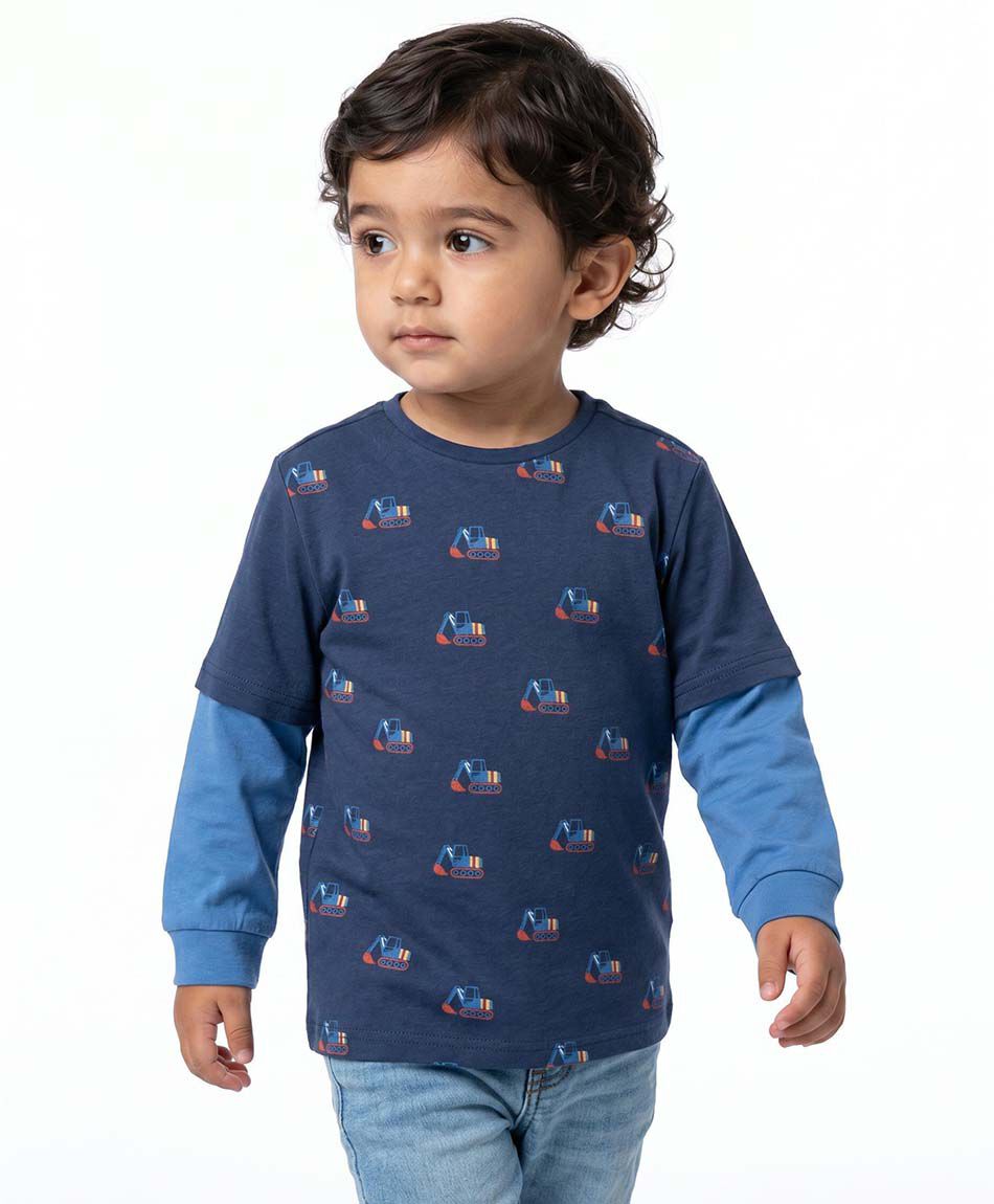 Polera beb&eacute; manga larga camiones