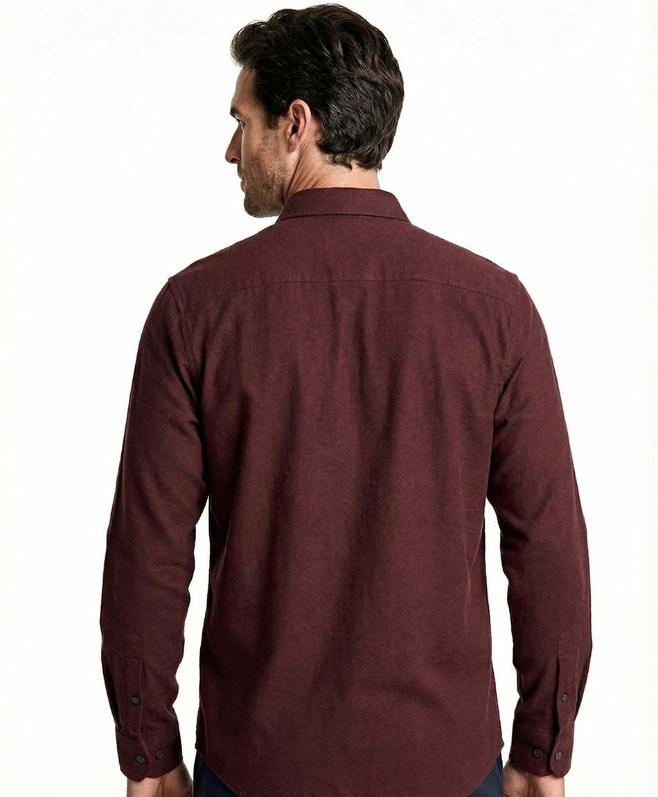 Camisa hombre lisa burdeo