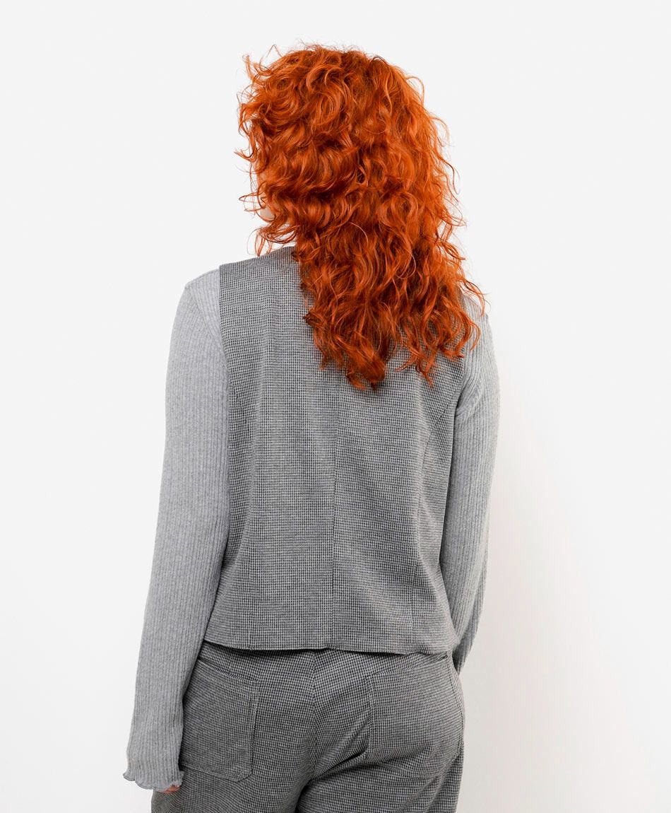 Vest mujer mini check grey