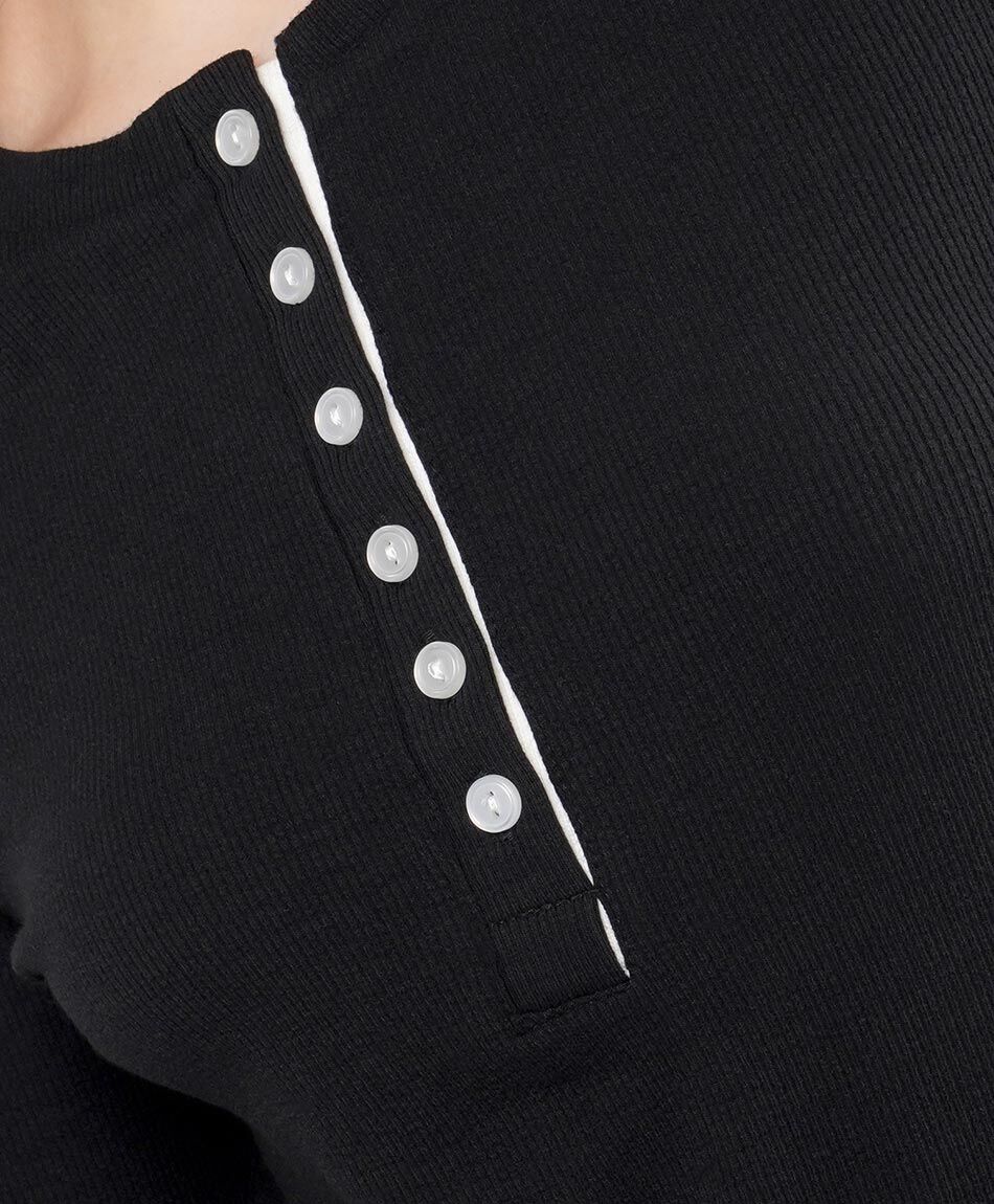 Polera mujer cuello abotonado white