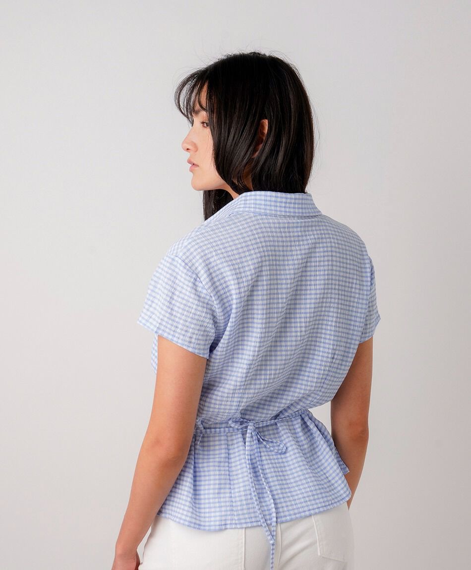 Blusa mujer cuadros lazo