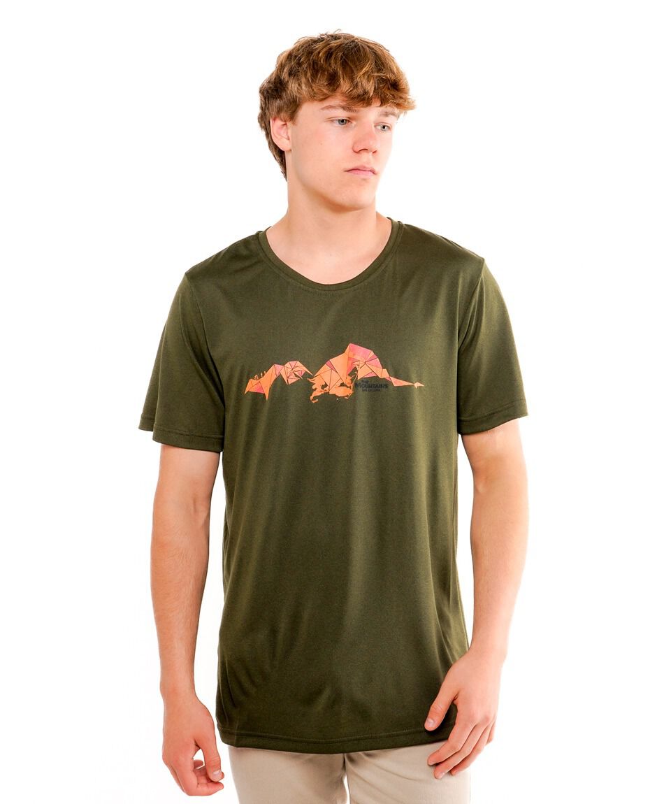 Polera hombre dry fit print monta&ntilde;a