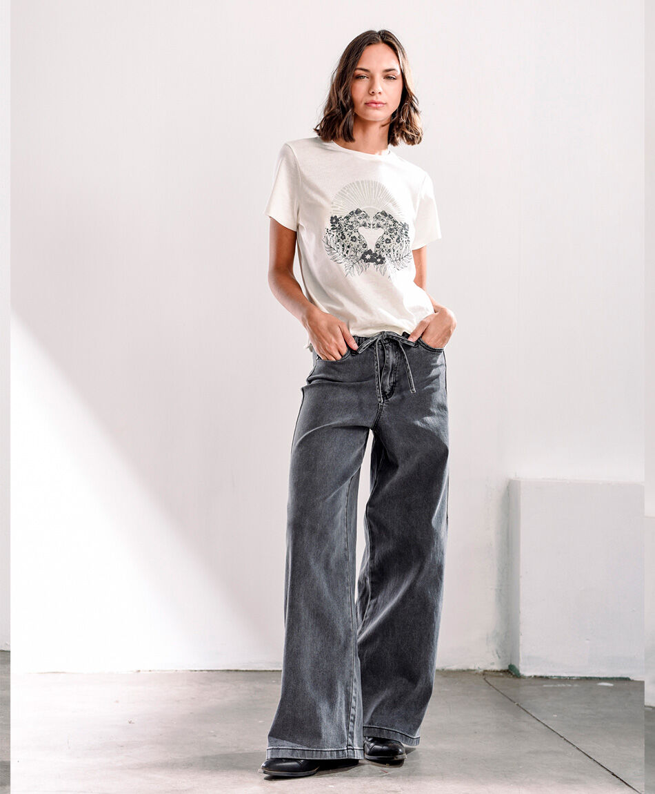 Jeans mujer comfy lazo grey
