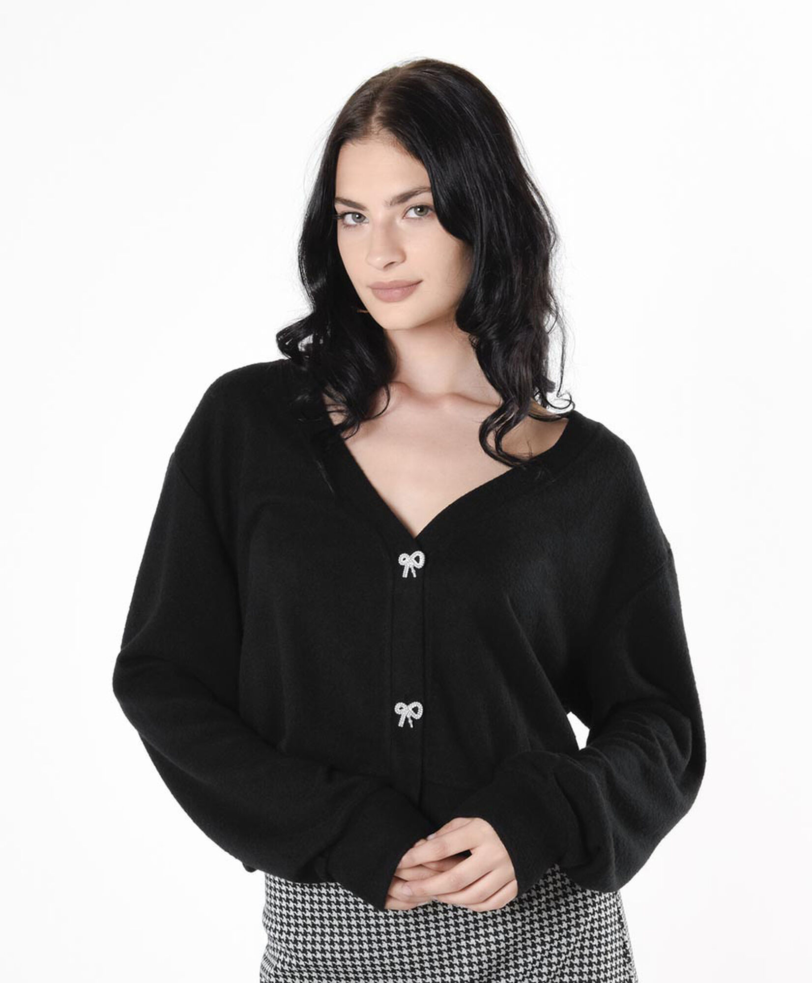 Cardigan mujer botones de cinta crop Cardigan mujer botones de cinta crop