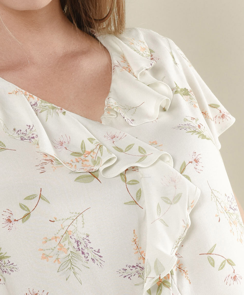 Blusa mujer flores con vuelos