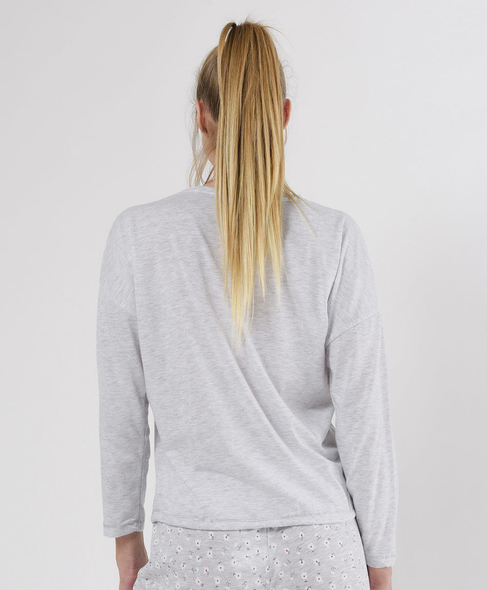 Pijama mujer gatos y florcitas 2 piezas