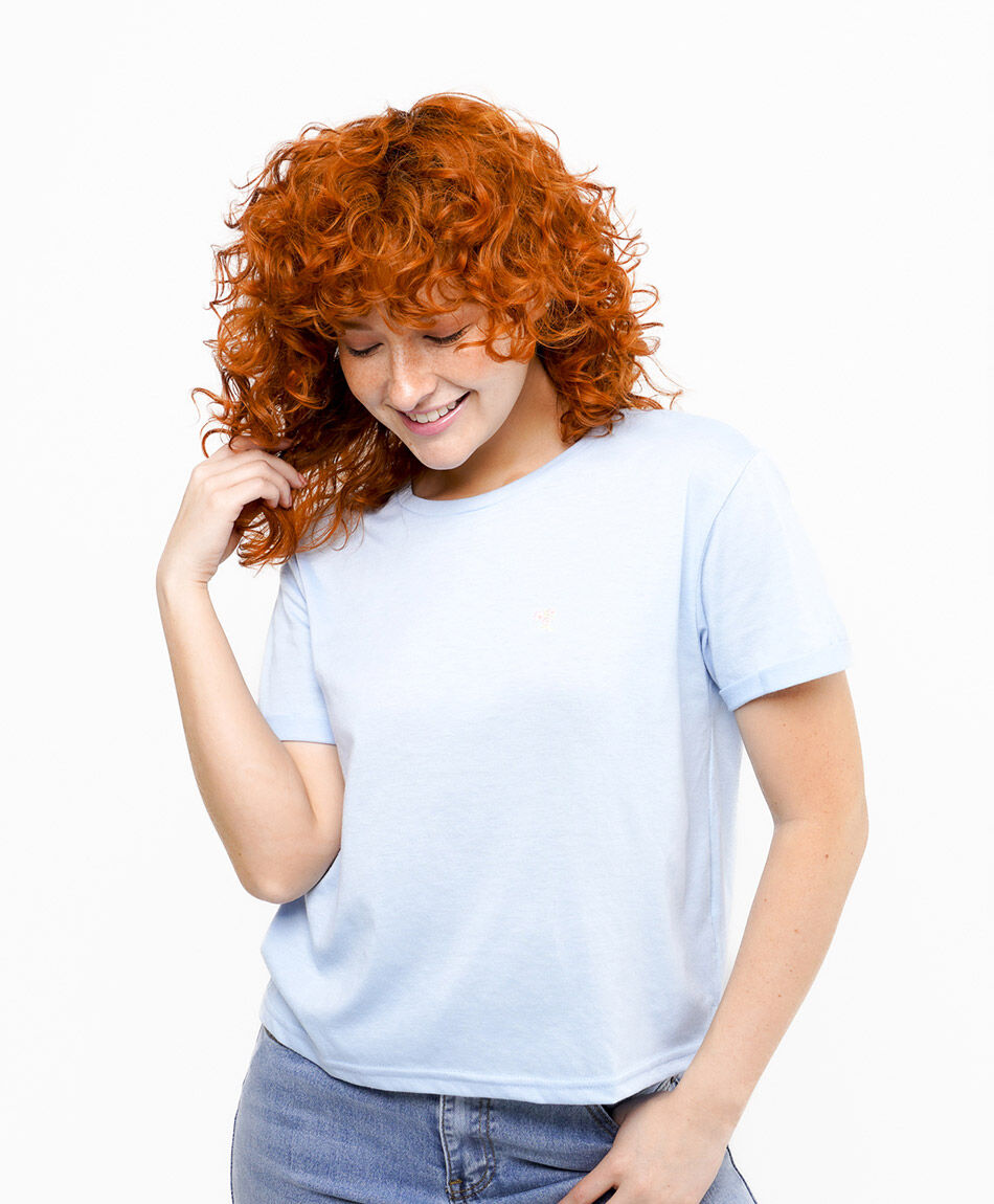 Polera mujer basic cian