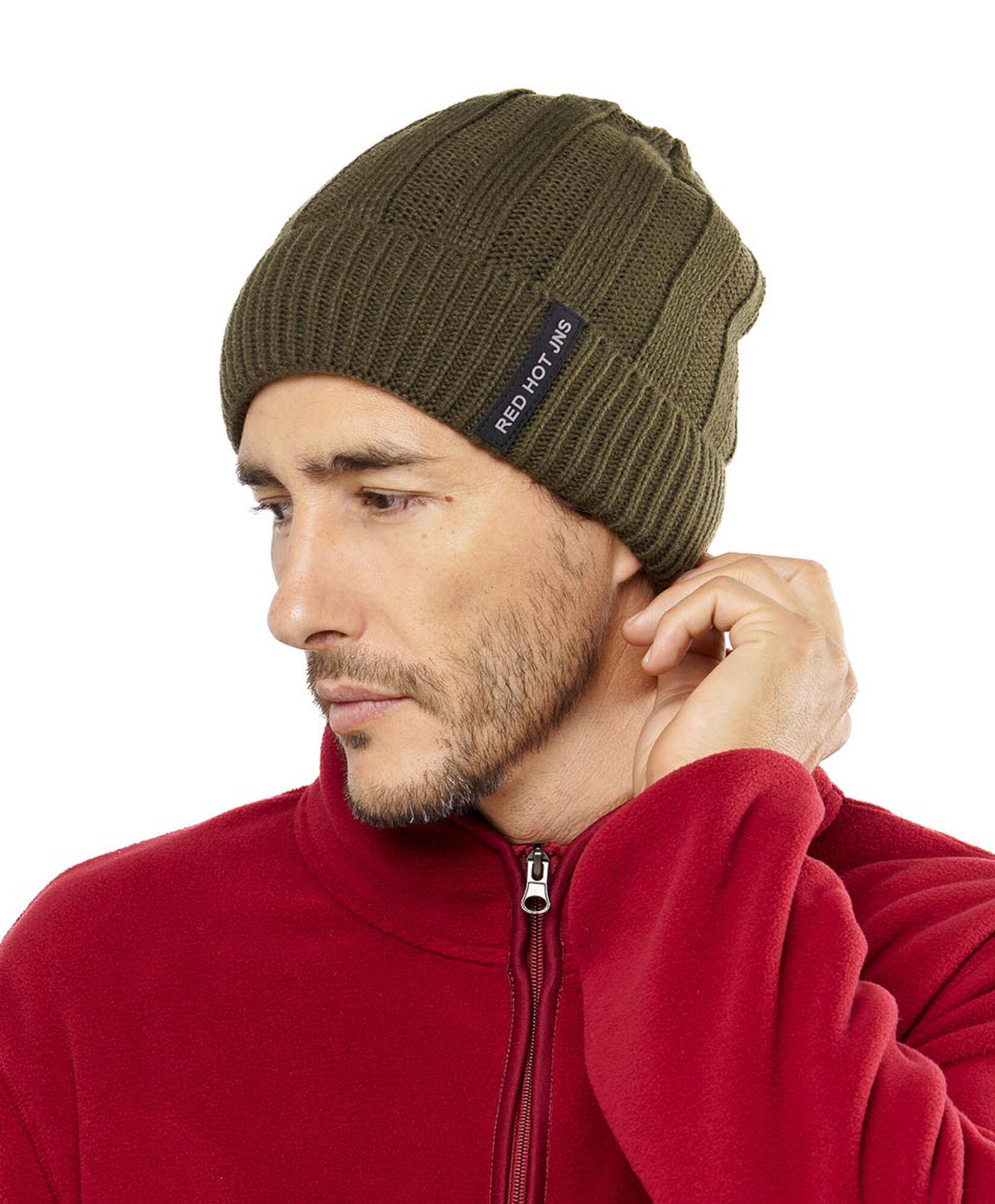 Gorro hombre tejido forrado verde líneas Gorro hombre tejido forrado verde líneas