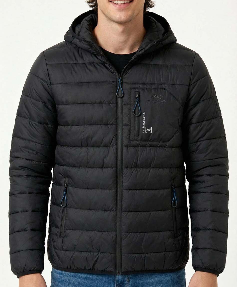 Parka deportiva hombre acolchada negro