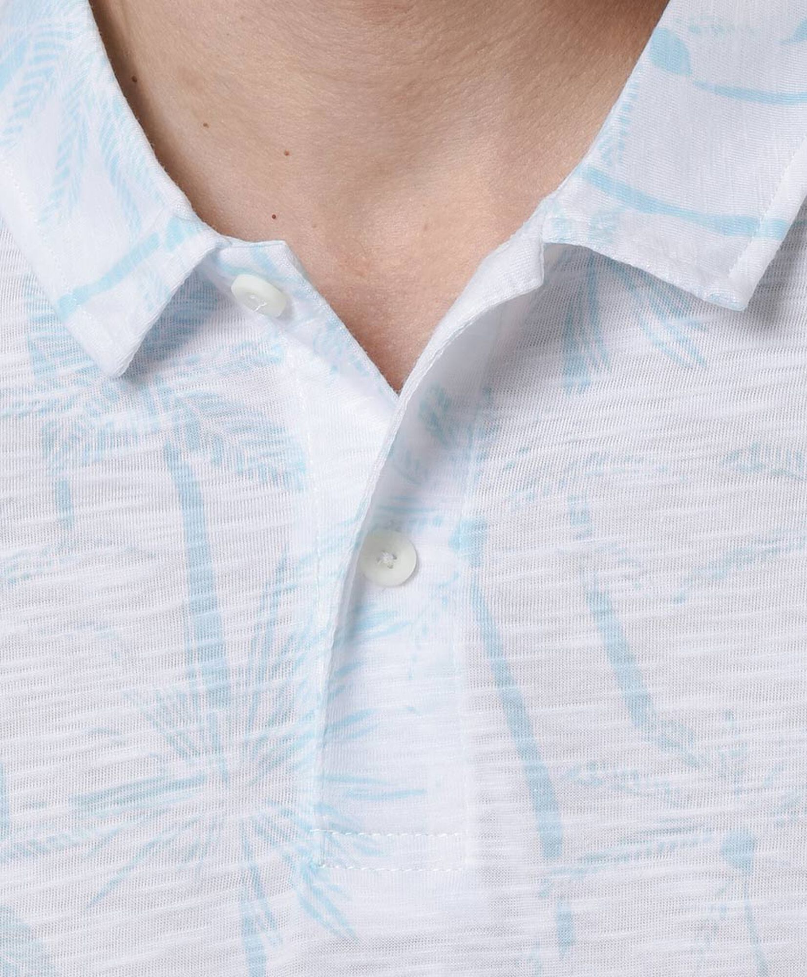 Polera hombre jaspeada palmeras cuello piqué Polera hombre jaspeada palmeras cuello piqué