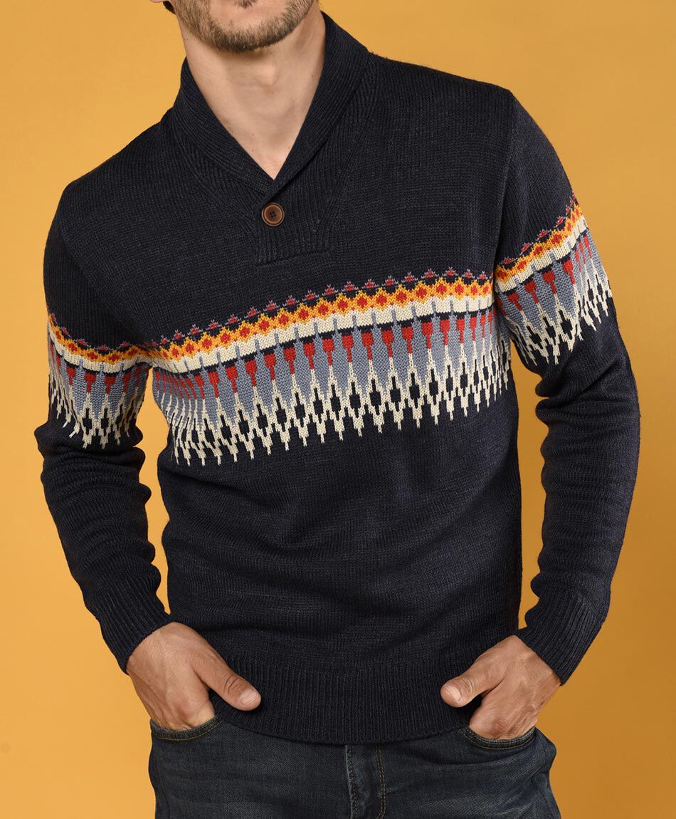 Sweater jacquard cuello en v