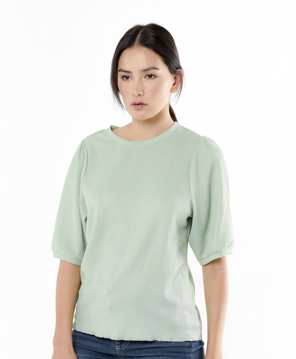 Polera mujer mangas abullonadas